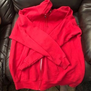 Hanes Unisex Full Zip Hoodie Red Size Large